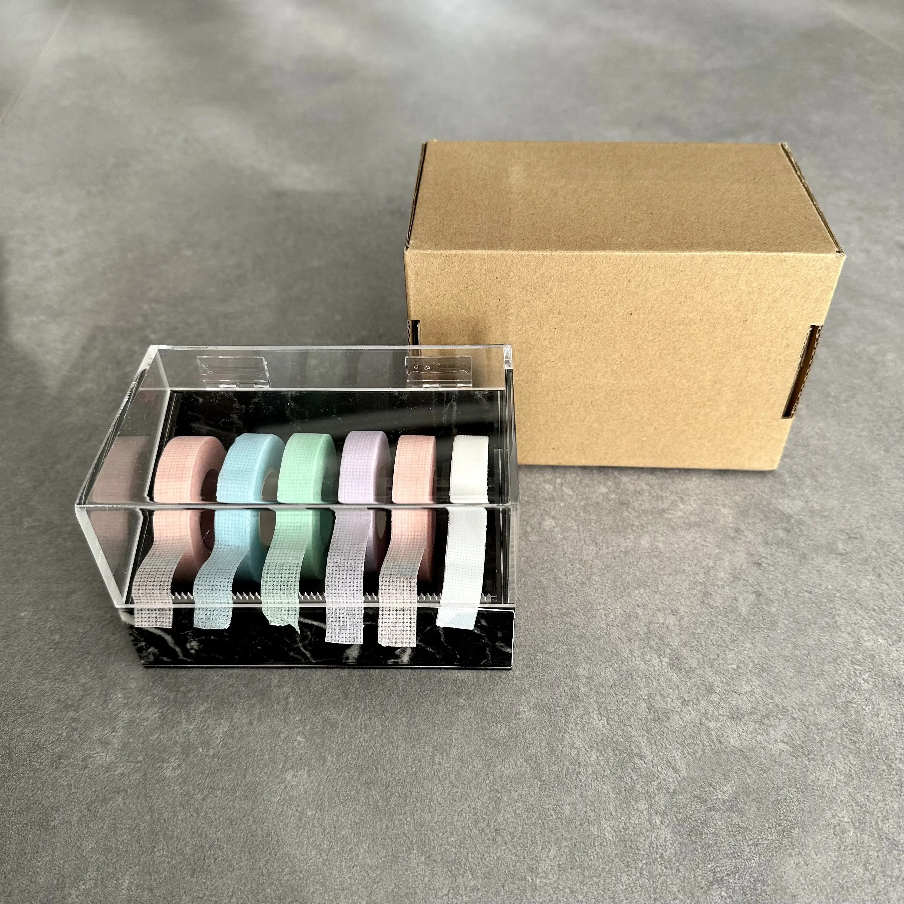 

New Hot Sale Marble Acrylic Eyelash Extension Tool Eyelash Tape Dispenser Tape Storage Box Eyelash Tape Cutter