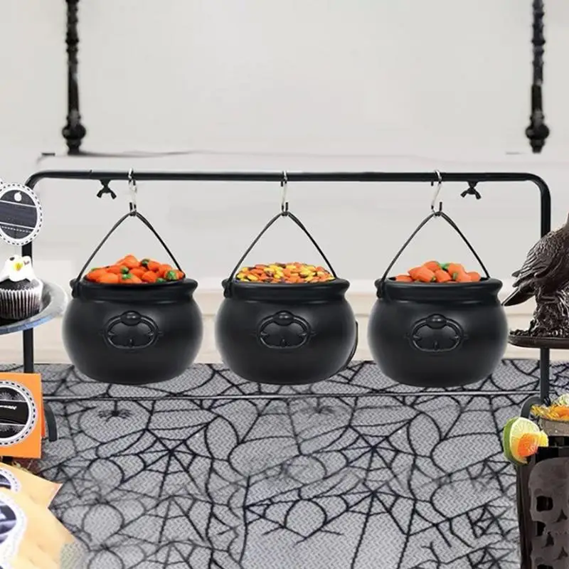 Halloween Candy Cauldron Black Witch Halloween Candy Pots Weird Patterns Witch Candy Jar For Chocolates Jewelry Small Toys