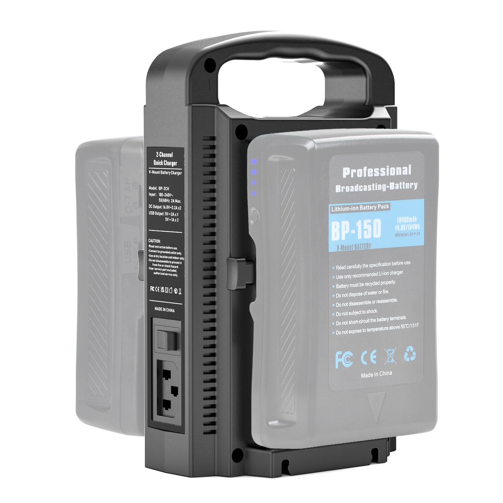 Batmax V 마운트 배터리 충전기, Sony V 마운트/V 잠금 배터리용 듀얼 채널 16.8V D-Tap 어댑터 고속 충전기