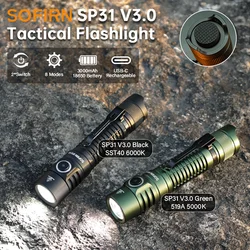 New Sofirn SP31 V3.0 Tactical LED Flashlight with Dual Switch USB C 18650 Rechargeable Power Indicator 6000K 5000K Torch