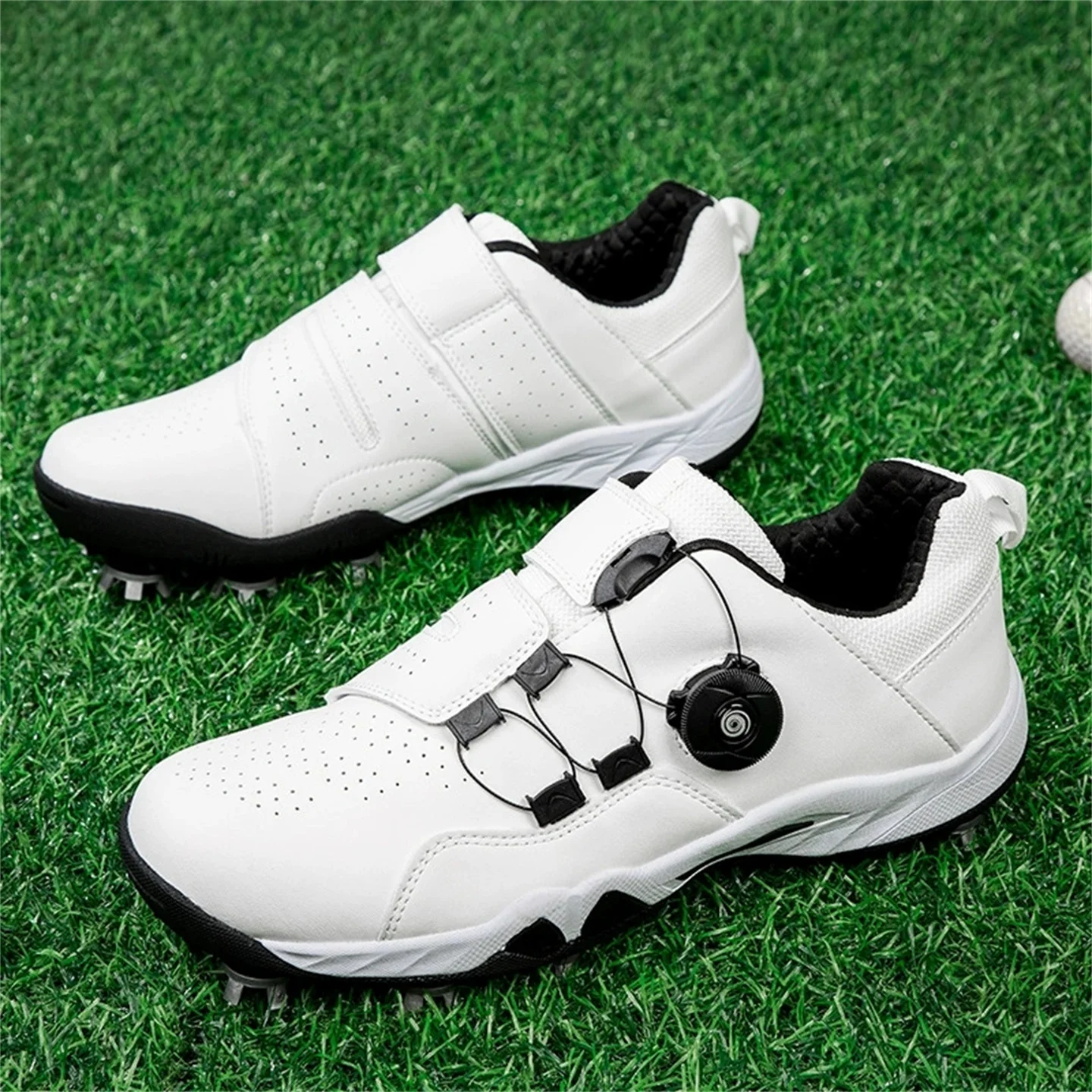Large-Size Men & Women's Golf/Cricket Shoes With Rotating Buckle  Athletic Sneakers Outdoor Casual Sports Footwear Spiked Shoes