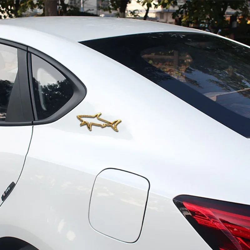 3D Metal Hollow Shark Car Sticker Fish Shark Emblem Badge Decals Auto Motorcycle Computer Fuel Cap Accessories 2025