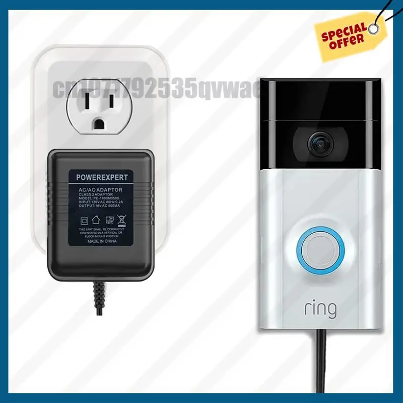 -A89Z جرس باب يتضمن شاشة عرض فيديو شاحن الحبل 18 فولت تيار متردد 500 مللي أمبير لجرس باب يتضمن شاشة عرض فيديو Pro/2 ، محول جرس الباب Zmodo
