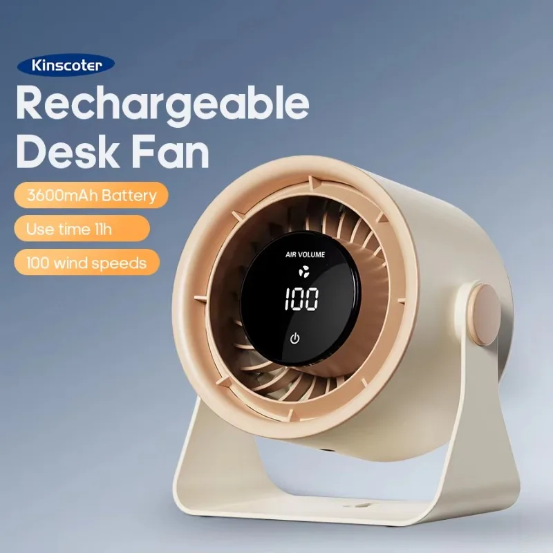Portable Desktop Fan 100 Speed Angle Adjustable Cooling Fan 3600mAh USB Charging Whisper Wall Fan Outdoor Air Circulator