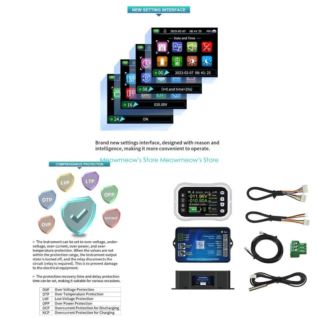 

W91A 2023 Battery Capacity Measure for Voltage 0-120V and Current 0-100A/400A/600A KH140F Battery Monitor Tester