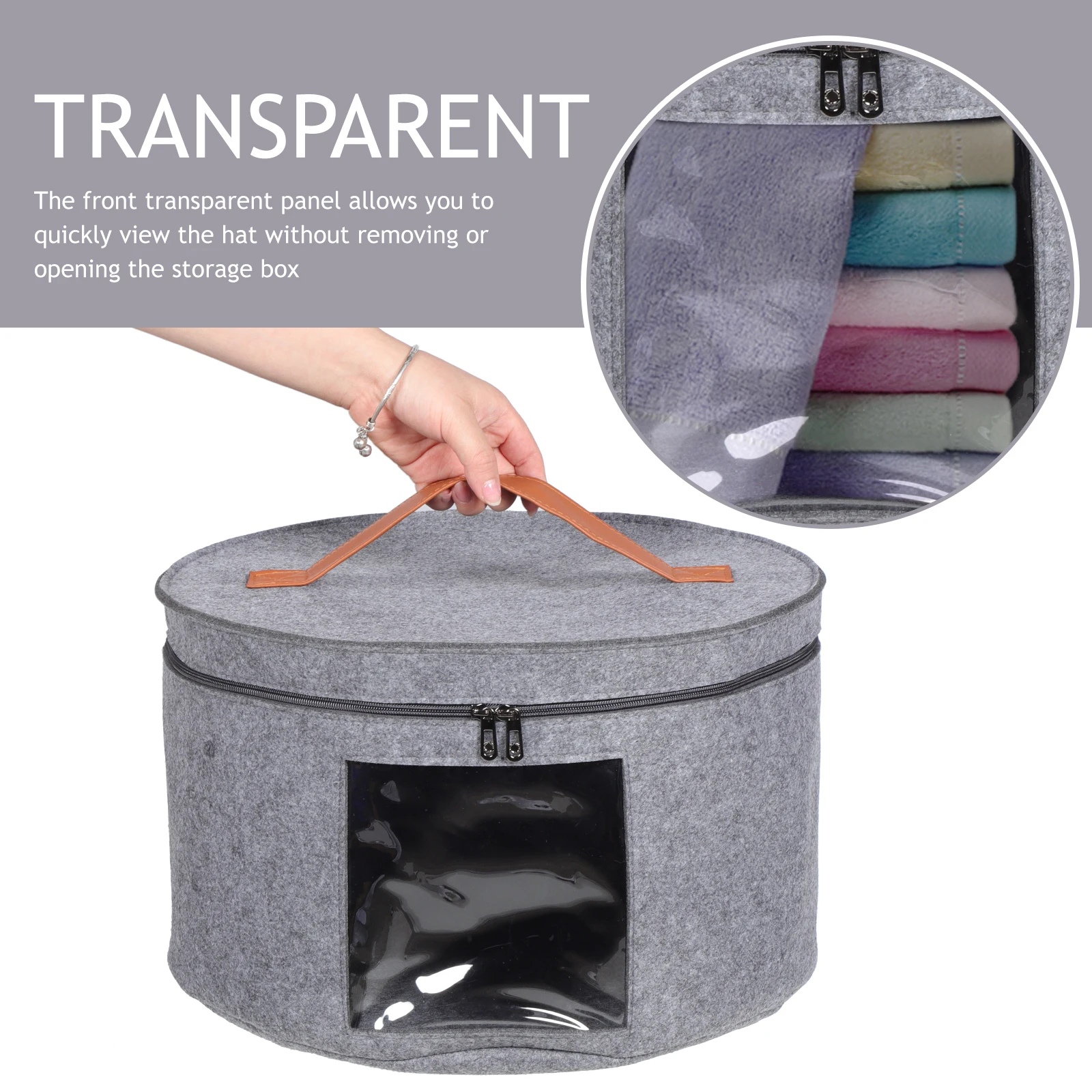 

Round Hat Carrier Case Hats Organizer Large Hat Storage Box for Women Men Non-Woven Fabric Women Case Travel 40X40X26cm