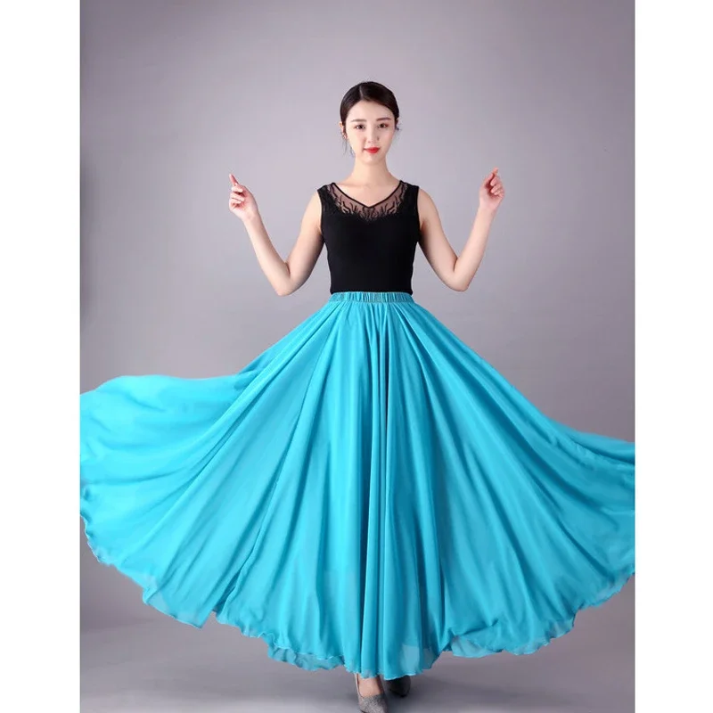17-farbiges Flamenco-Tanzkostüm Bauchtanz Eleganter Chiffonrock 720-Grad-Schwingrock Cosplay Bühnen-Abendkleid Strandrock – Detail 9