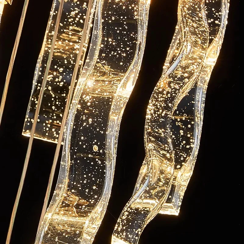 Modern Crystal Staircase Chandelier Creative Wave Design Lighting Luxury Home Decor Lamp Led Kitchen Bedroom Cristal Fixture