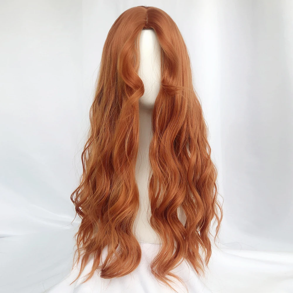 Perruque Synthétique Longue et Bouclée Orange pour Femme, Cheveux Naturels Lolita, Cosplay, Degré de Chaleur, 03/Party