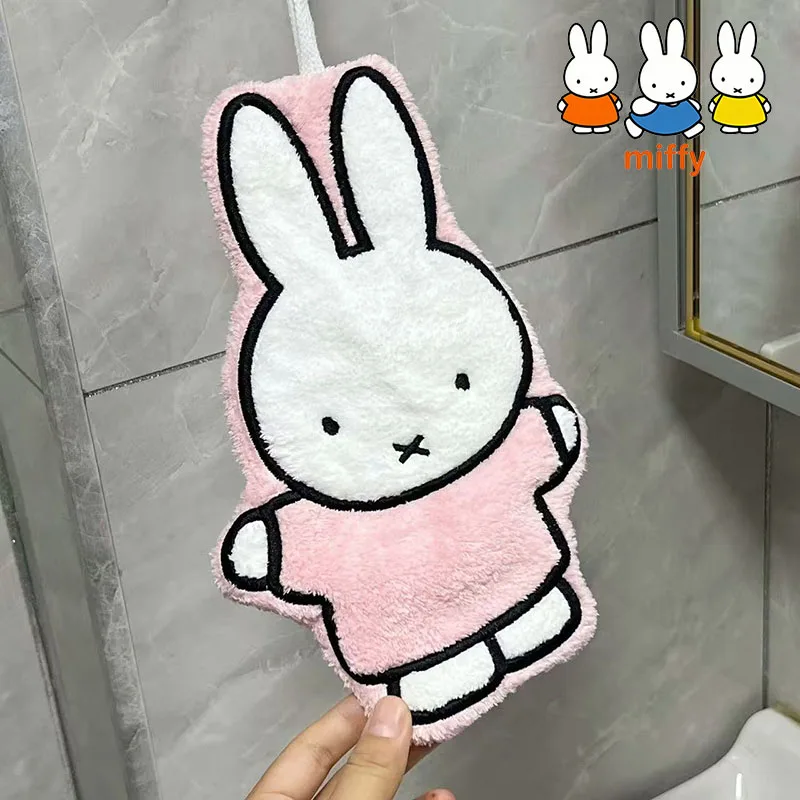 

Japanese Kawaii Miffy Hand Towel Cute Cartoon Plush Hand Towel Kitchen Bathroom Thick Towel Girl Holiday Gift