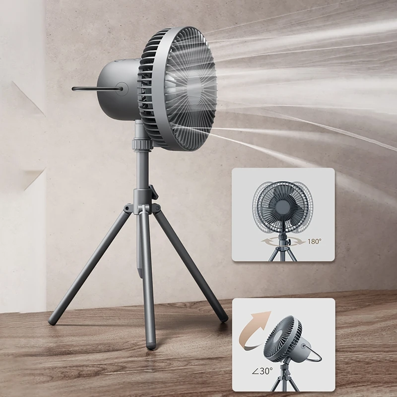 มัลติฟังก์ชั่พัดลมกลางแจ้ง Retractable 180 ° อัตโนมัติหัวพัดลมแสง Night Light เพดานพัดลมสำหรับ Office Home Camping