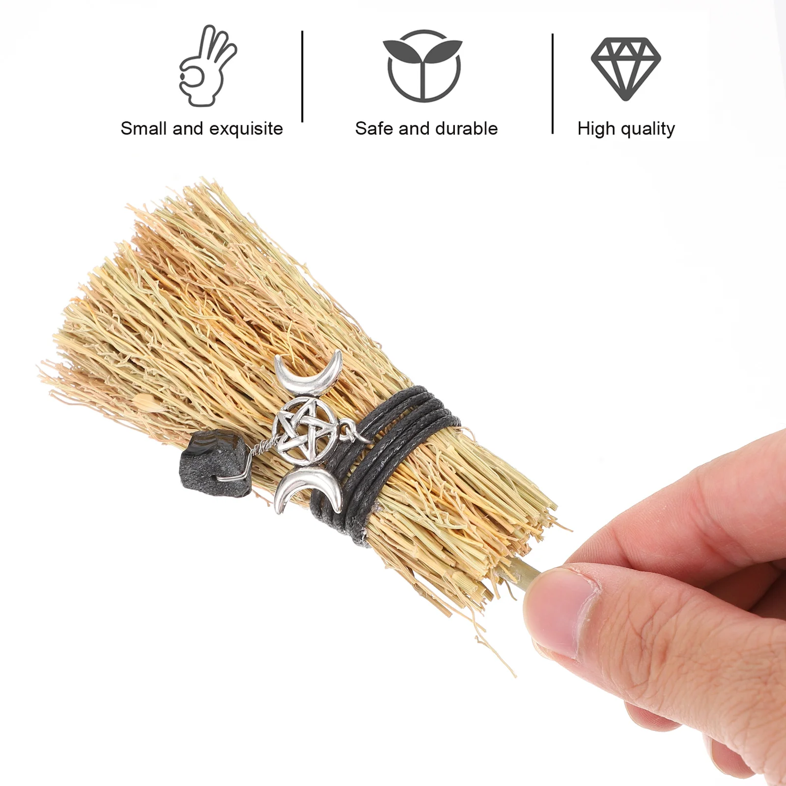 

Mini Broom Small Witch Pendant Photo Prop Wood Costume Ball Supply Decor Halloween Broom Novelty cosplay party decoration