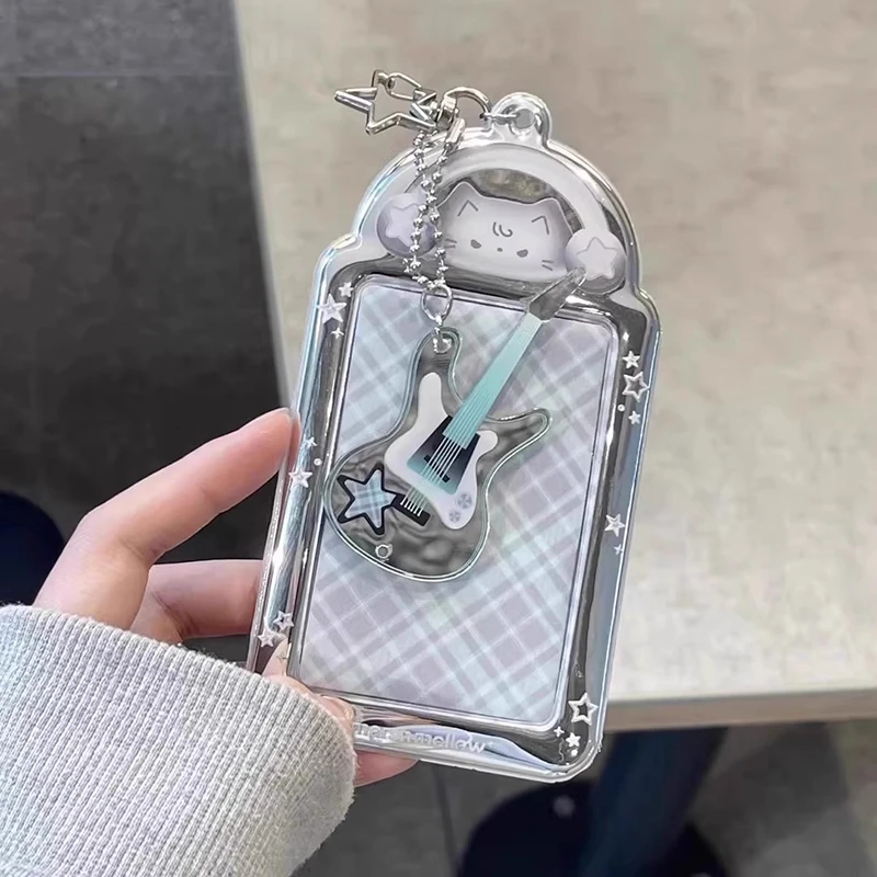 Ins Cat Photo Card Holder Kpop Photo Card Display Pendant Student ID Card Protective Cover Kpop Supplies