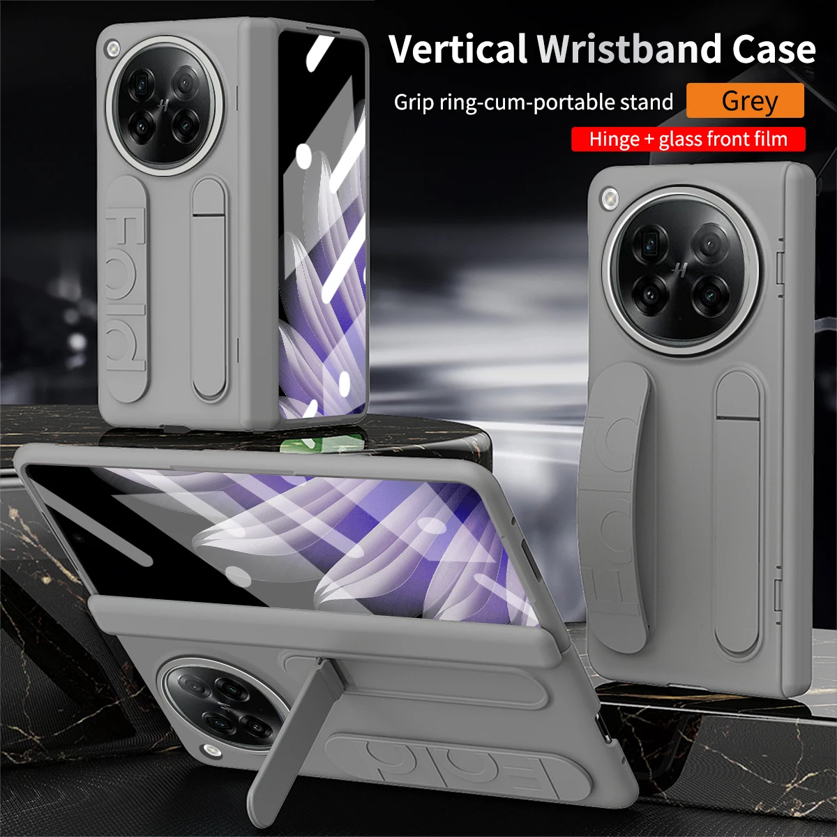 

For OPPO Find N6 Case Hard Silicone Wrist Strap Folding Protective Back Cover case For Find N6 N 6 With Glass Film Phone Shell