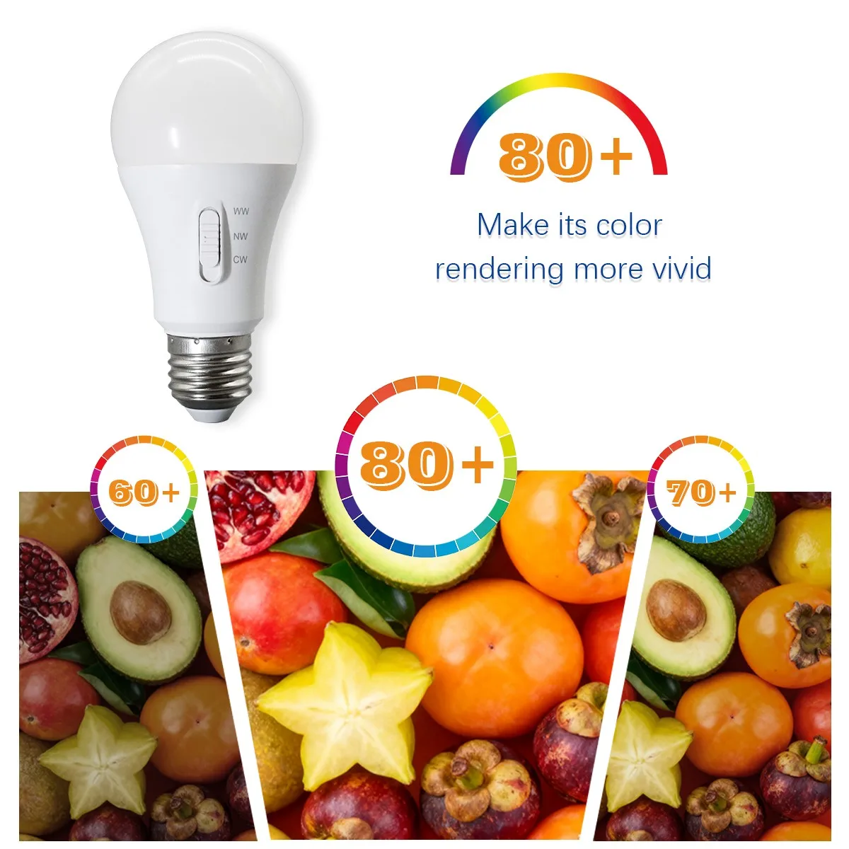 Ampoule LED E27 à commutation de température tricolore, interrupteur DIP, AC100-240V, 15W équivalent à 80W, pour salon, maison