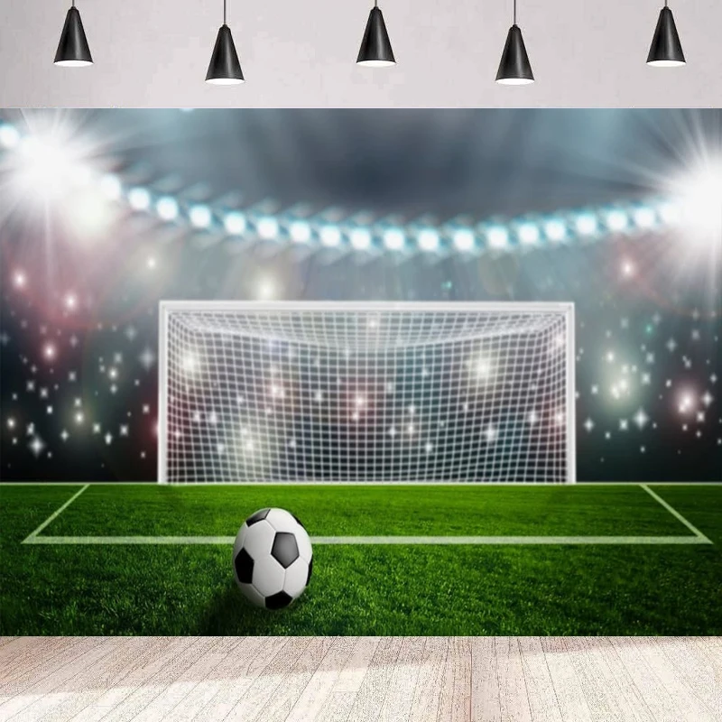 

Football Stadium Photography Backdrop Sports Game Birthday Party Green Glass Football Field Spotlight Lights Background Wall