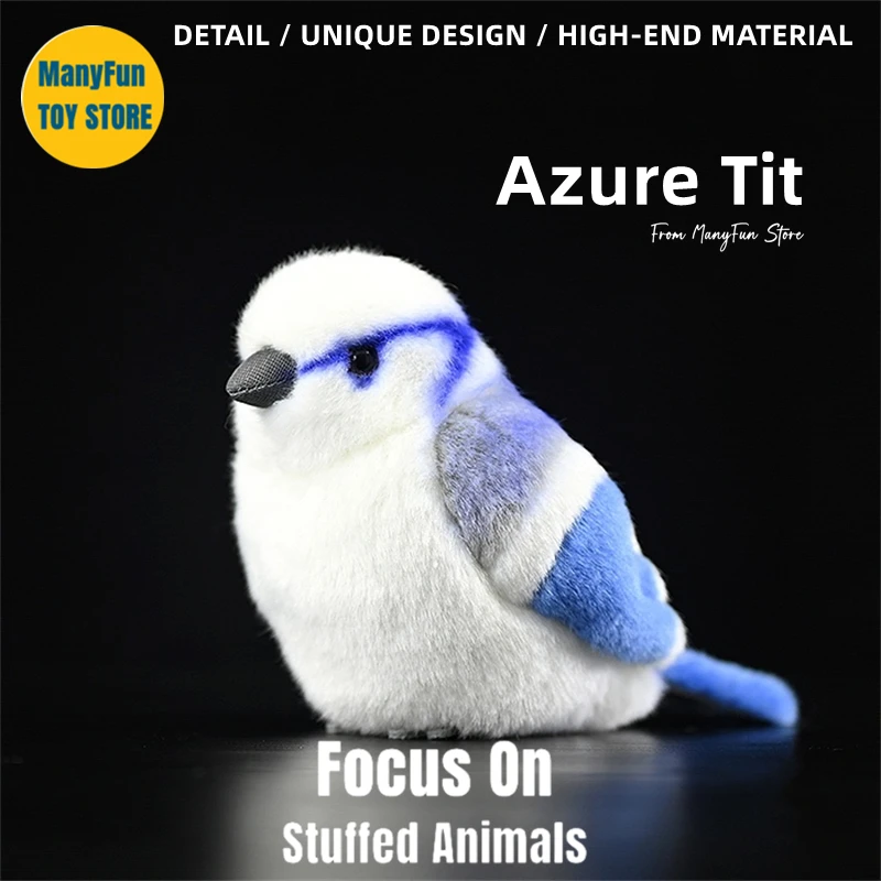 Realistic Azure Tit High Fidelity Parus Cyanus Plushie Titmouse Peluche Lifelike Bird Stuffed Animals Simulation Toy For Kids