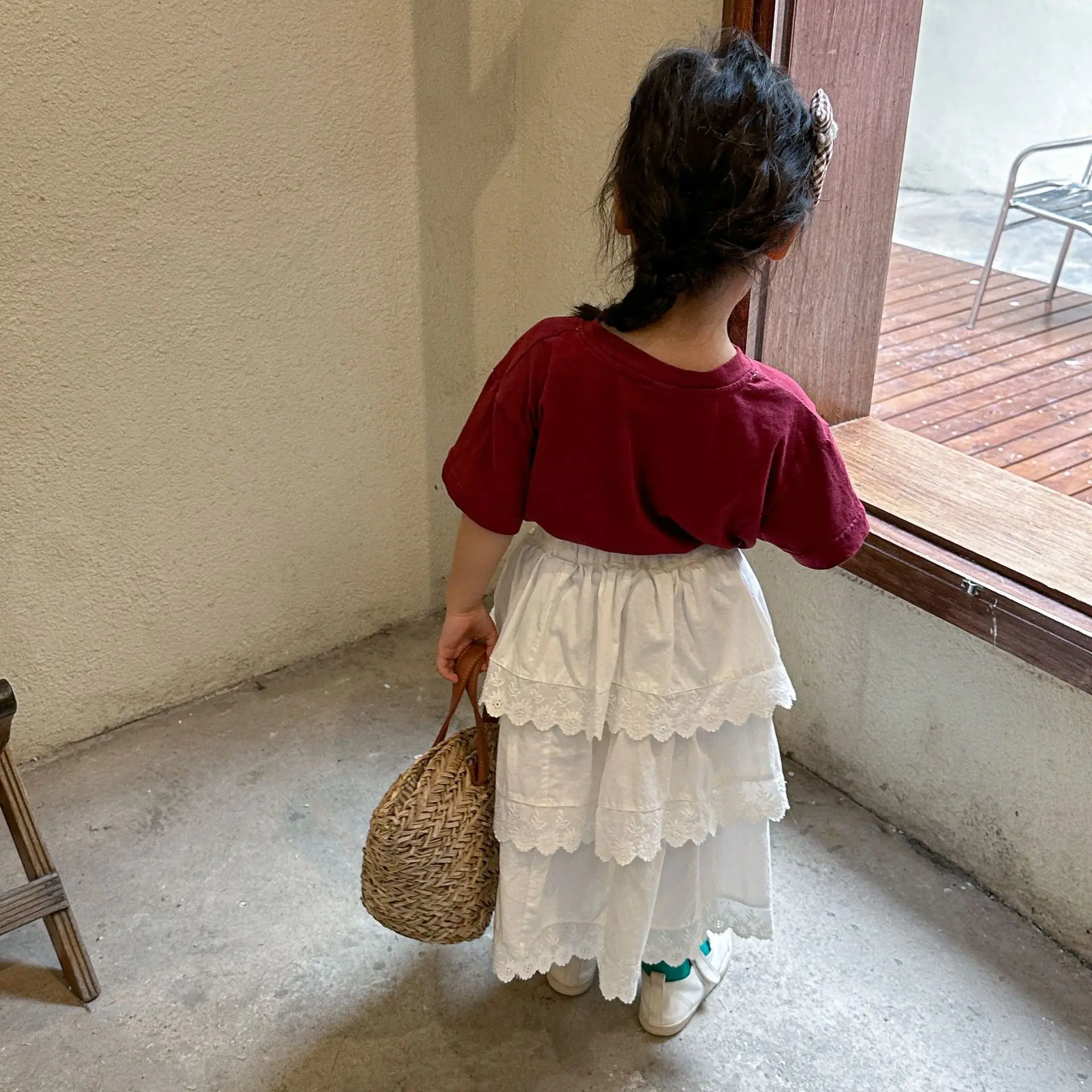 Girls' Half Length Skirt Lace Princess Skirt Cotton Children's Clothing Summer 2025 Spring Autumn Versatile Baby Cake Long Skirt