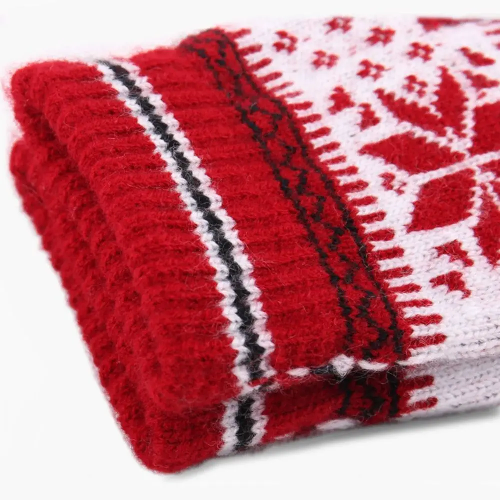High Quality Knitted Snowflake Winter Knitted Gloves Touch Screen Thickened Warm Gloves Skiing Gloves Winter