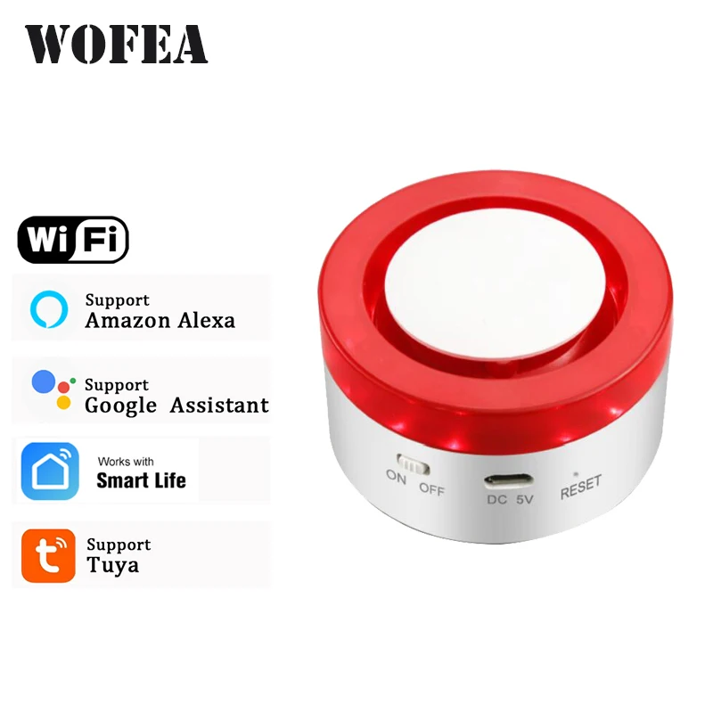 

WiFi Smart Strobe Siren Work With Tuya Door Sensor PIR Water Detecter Compatible W Alexa Google Home Tuyasmart Smartlife APP