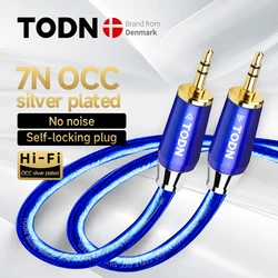 TODN Aux Cable Jack 3.5MM To 3.5MM Audio Cable 7N silver plated occ Jack Speaker Cable For iPhone Computer Car Speaker For iPad