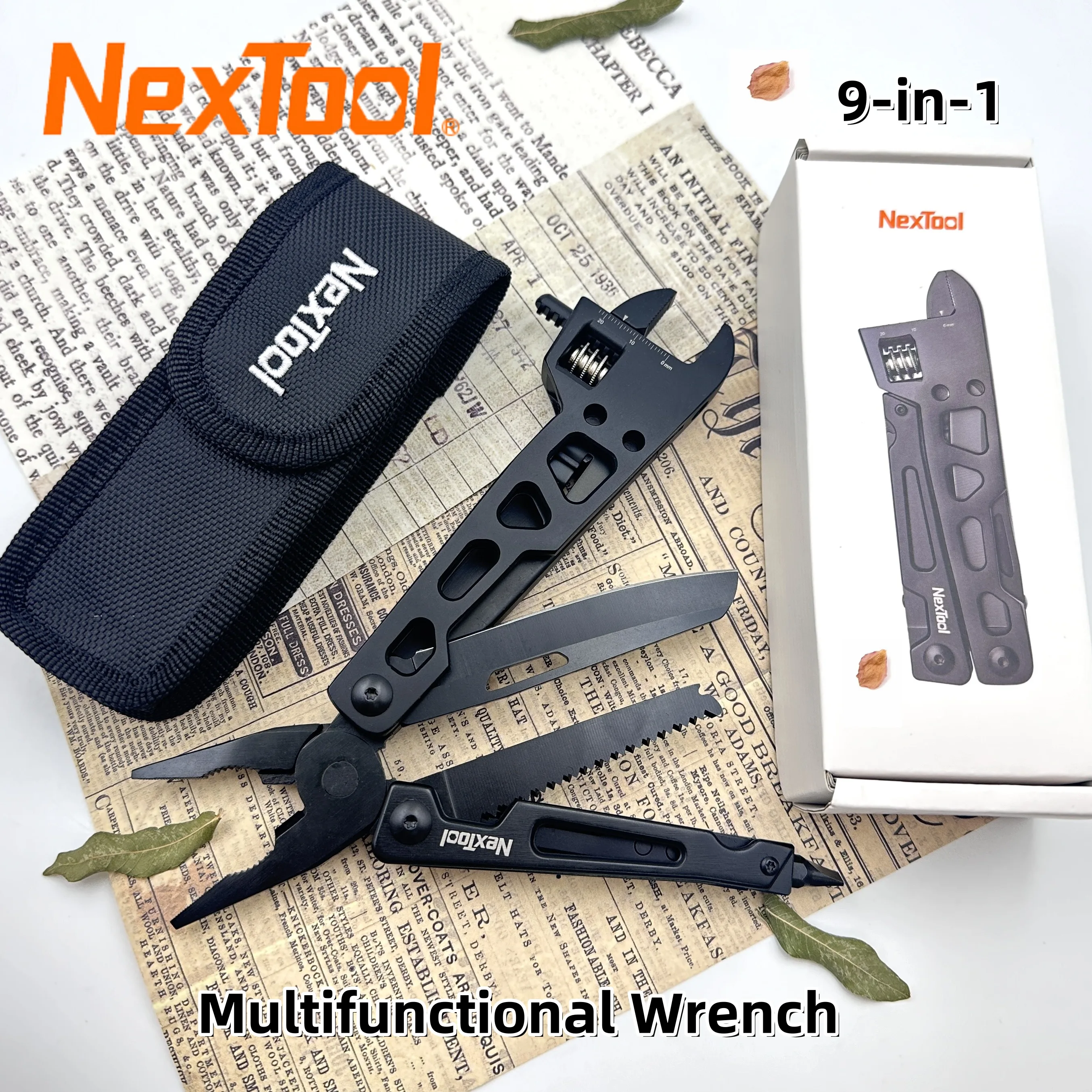 

NexTool 9-in-1 Multi-functional Wrench Folding Pliers Saw needle-nose pliers Stainless Steel Emergency Survival Tools