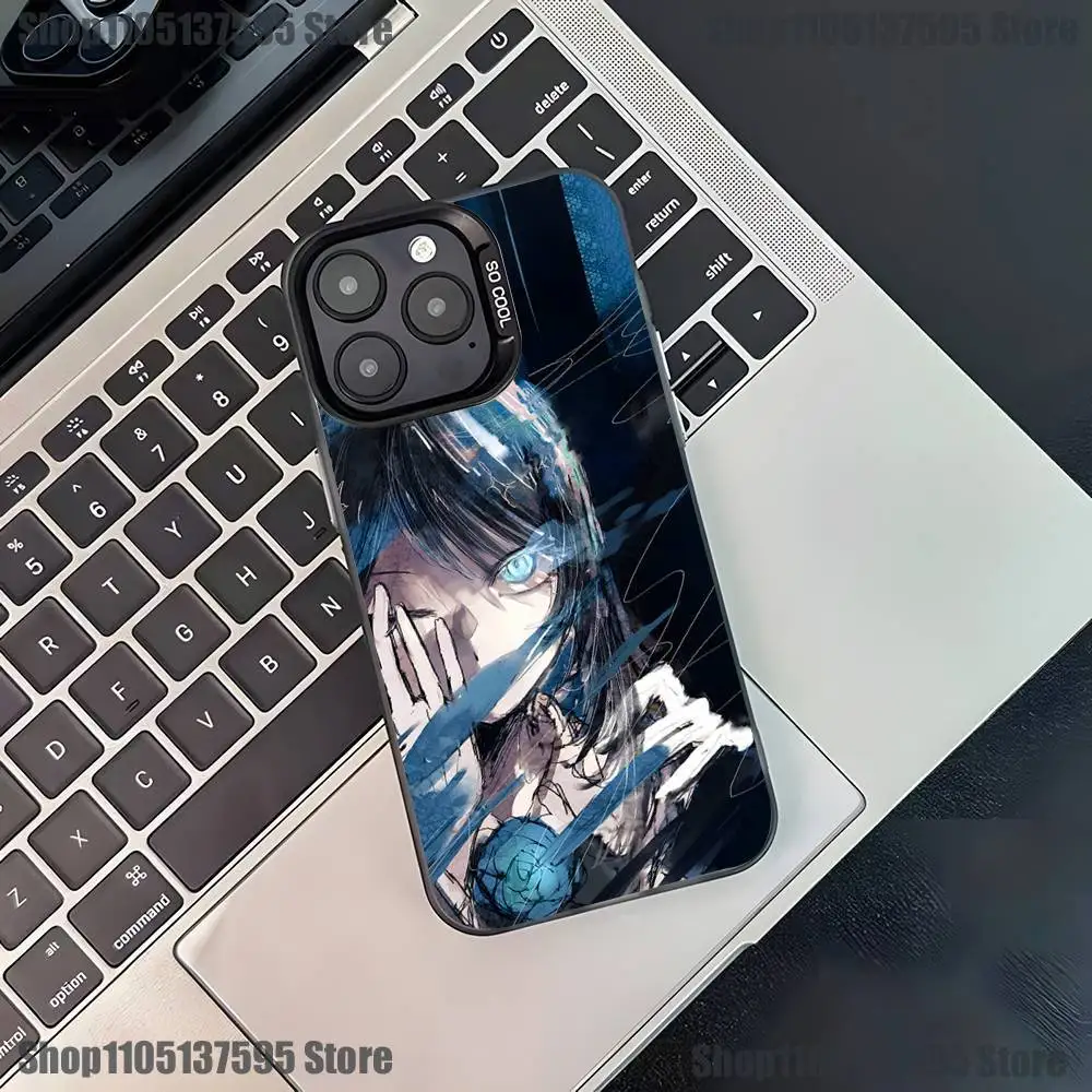 حافظة هاتف Ado Cartoon K-Kyogen X Uta لهاتف iPhone 16,15,14,13,12,11,Pro,XS,Max,Plus,Mini,SE4,E غطاء أسود غير لامع مقاوم للصدمات