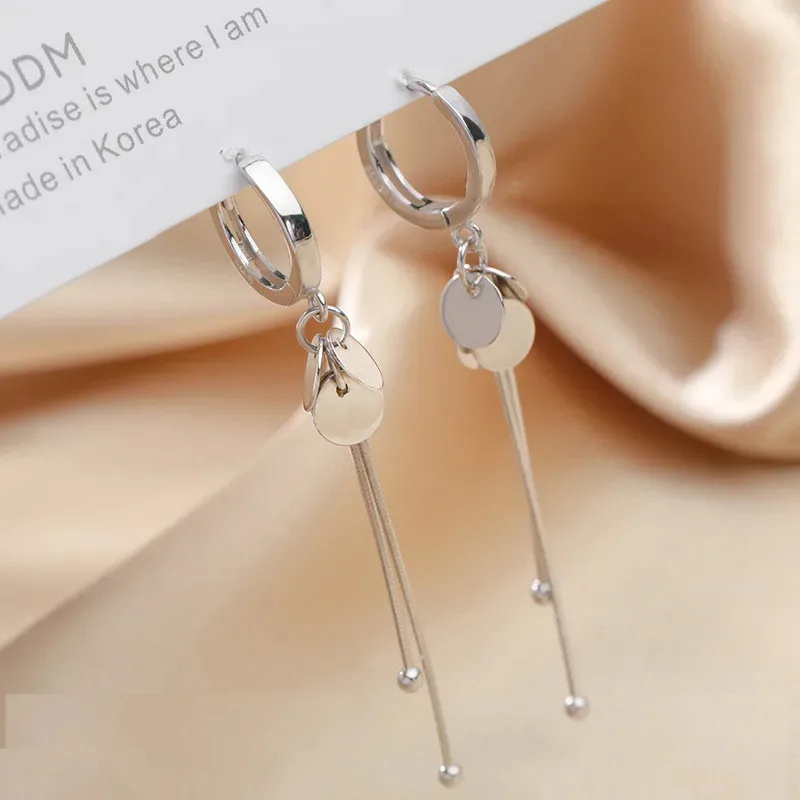 Fashion Silver Color New Arrival Round Brand Tassel Long Earrings for Women Girls Temperament Sexy Handmade Ear Ring Jewelry
