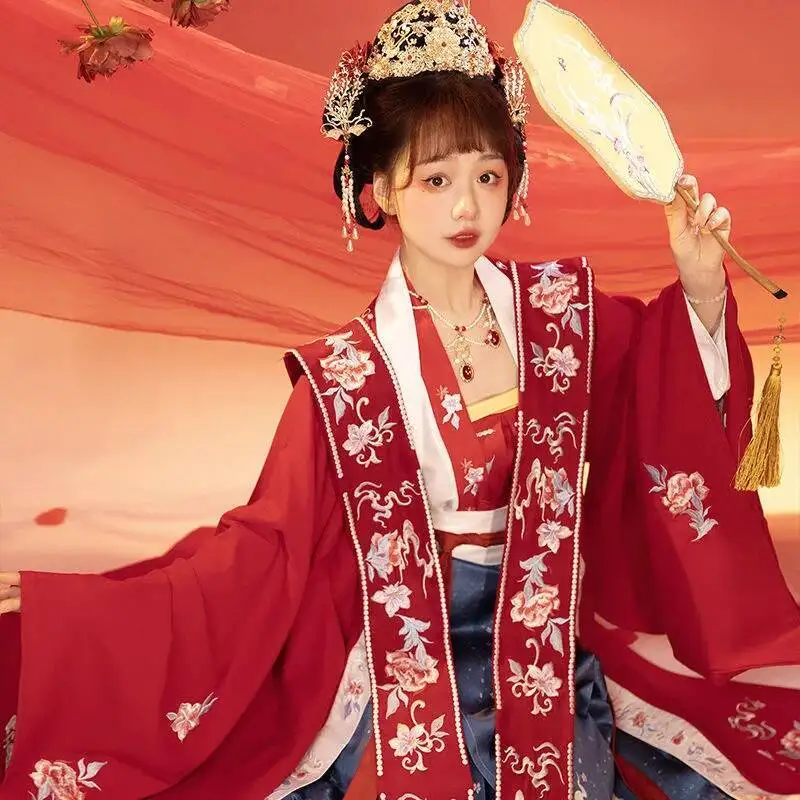 قميص Shiqi الصيني القديم (Nirvana) Hanfu لأغنية الشتاء النسائية بأكمام طويلة، ملابس السنة الجديدة، ملابس الزفاف، Xiapei الثقيلة em #2