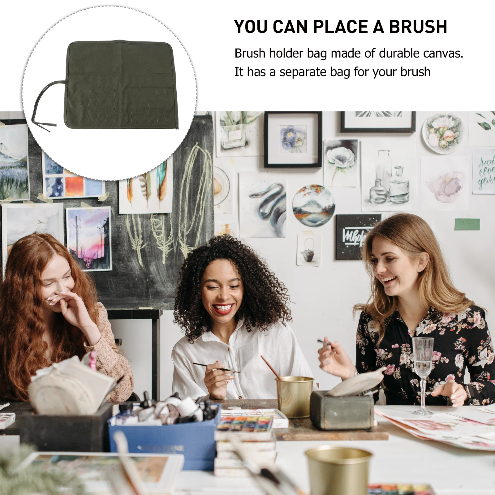 

Painting brush bag Painting brush case Painting brush holder Roll up brush bag Art brush holder