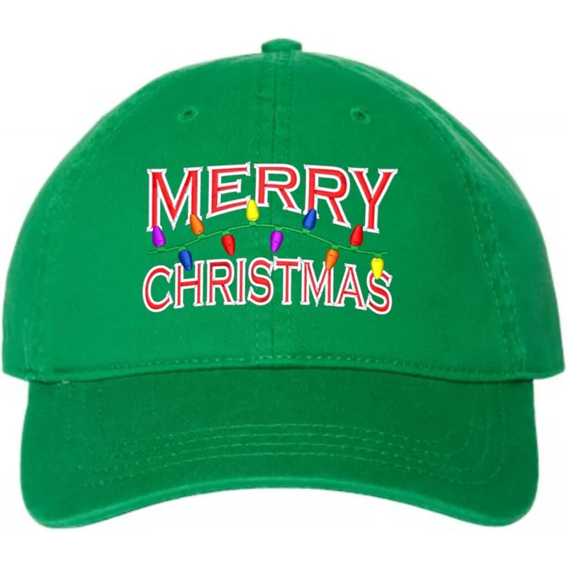 

Go All Out Merry Christmas with String of Lights Dad Deluxe Trucker Flatbill Baseball Structured Embroidered Hat