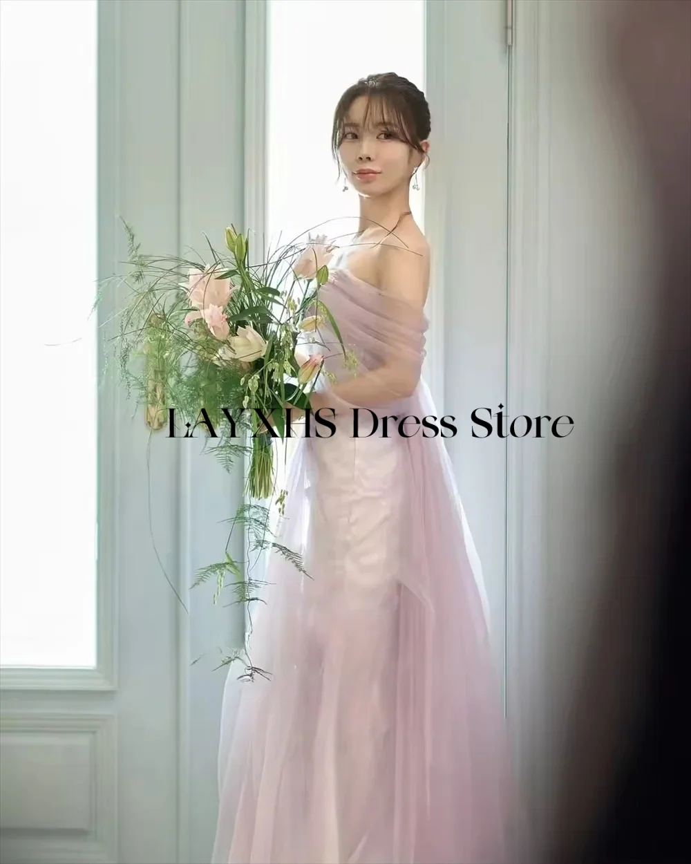 Elegant Lilac Evening Dresses for Women Tulle Off the Shoulder Customized Formal Party Dress Backless Prom Gowns 파티 드레스