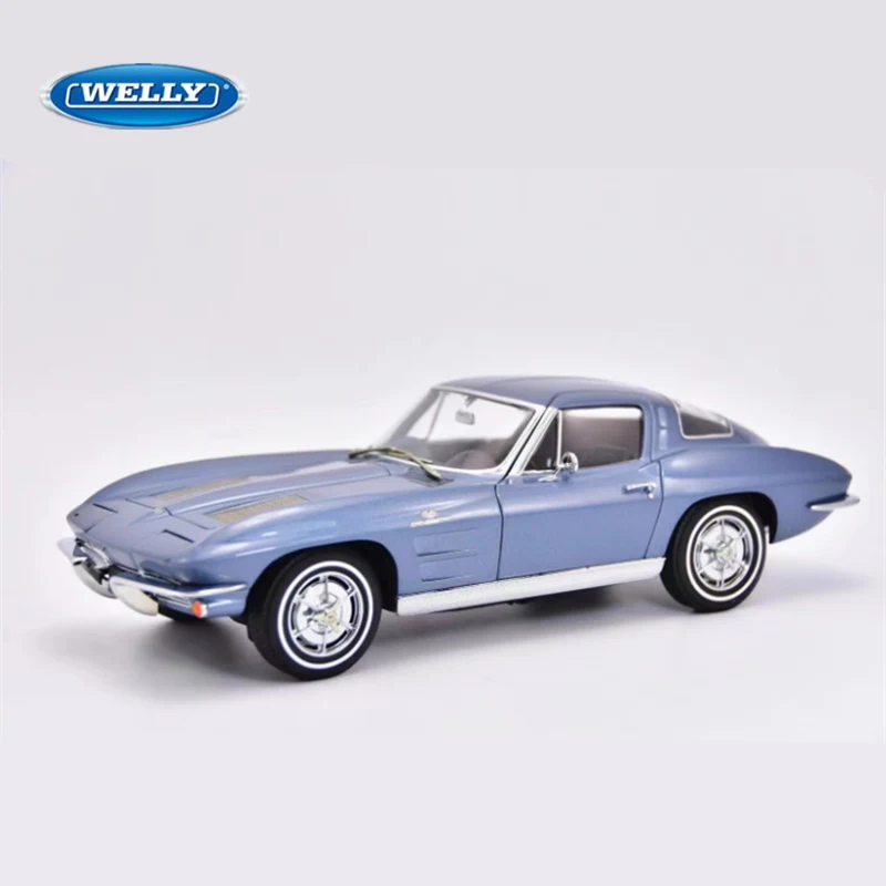 WELLY 1:24 1963 Chevrolet Corvette Alloy Model Sports  Car Diecast Metal Classic Car Vehicles Model High Simulation Kids Toy