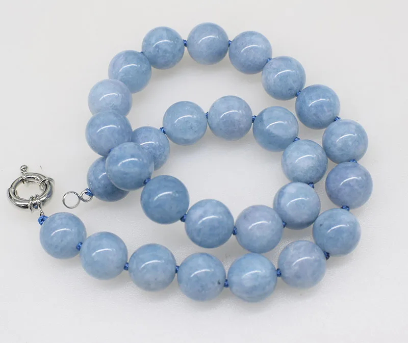 ligtht blue  jade round 12mm 14mm  necklace 17inch  wholesale beads nature FPPJ woman 2017