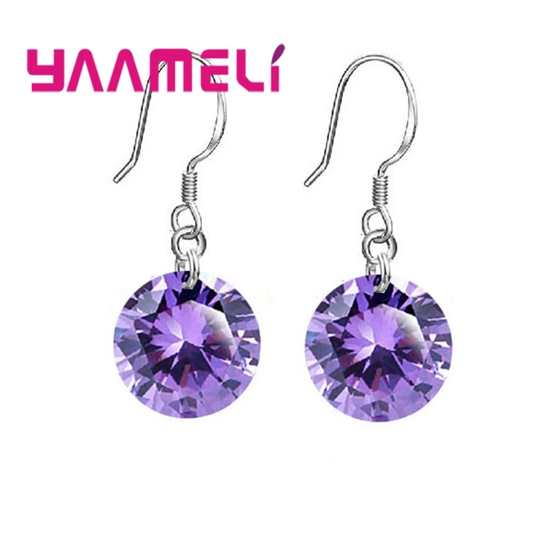 Bulk Sale Price 8 Colors Women Girls French Hook Earrings 925 Sterling Silver 10MM CZ Crystal Ball Jewelry 925 Stamped