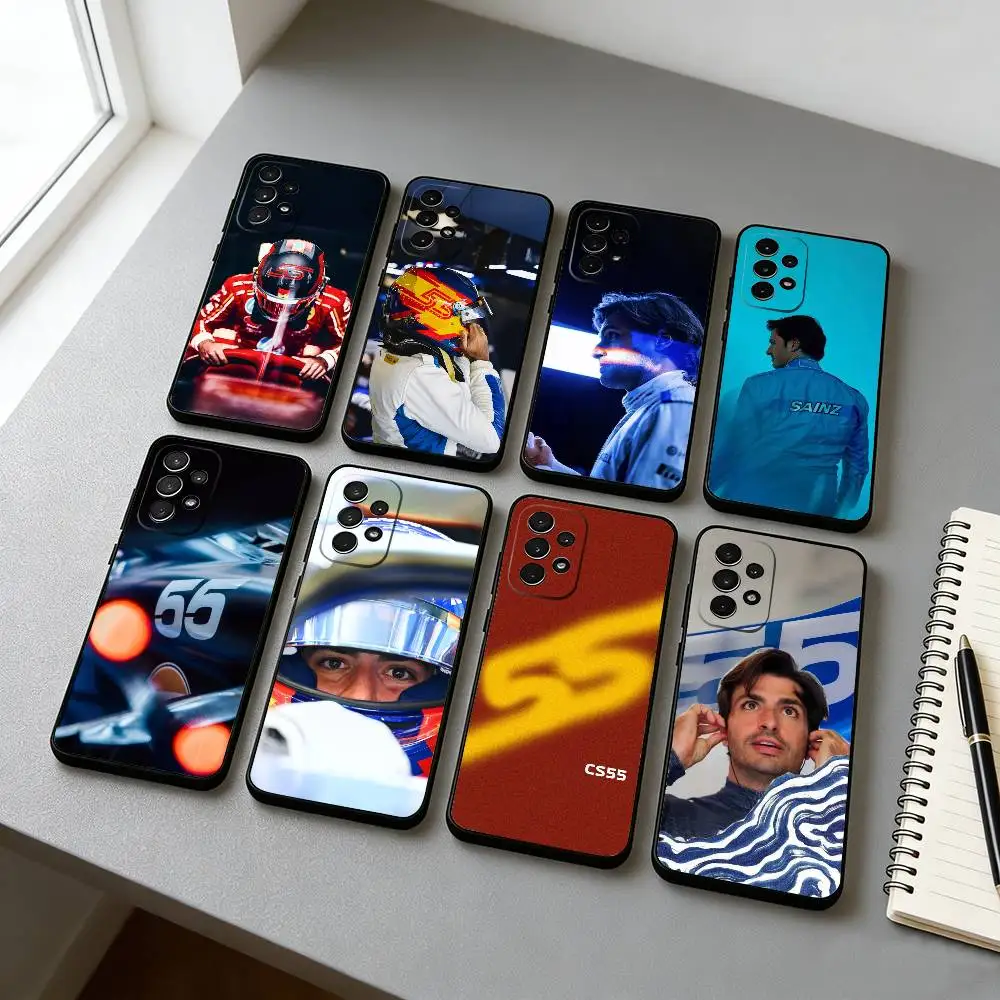 C-Carlos S-Sainz 55 Racer Phone Case Black Silicone Soft For Samsung S25,S24,S21,S22,S23,S30,Ultra,S20,Plus,Fe,Lite