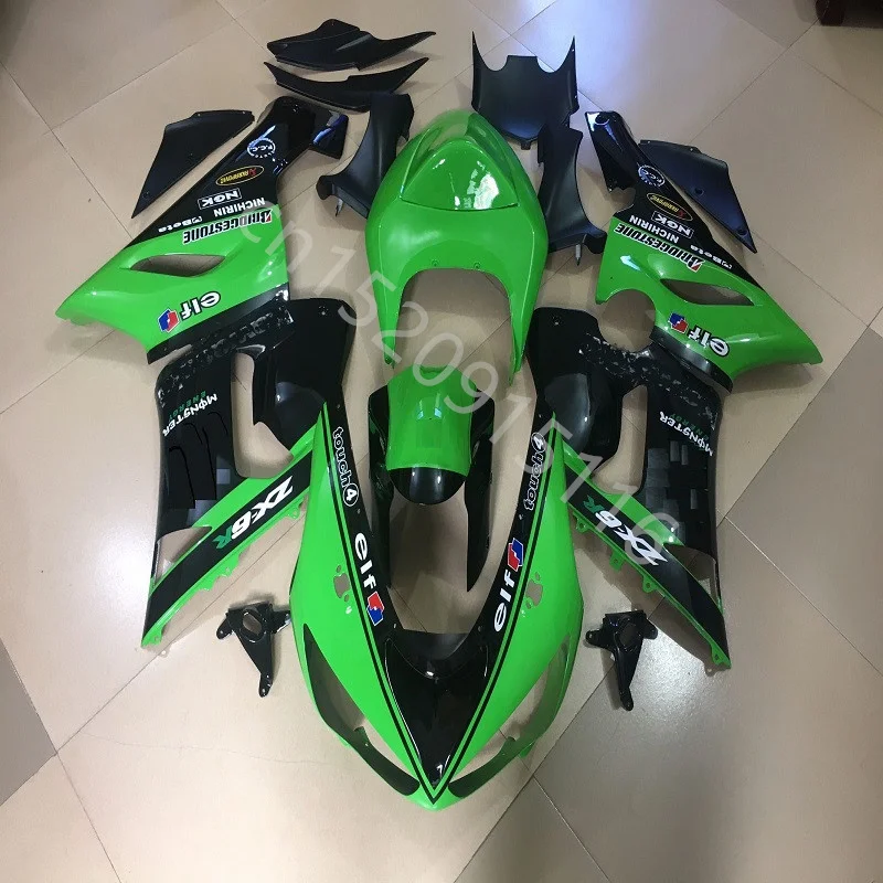 

Лидер продаж, зеленый, черный комплект обтекателей, подходит для kawasaki Ninja ZX6R 636 ZX-6R 2005 2006 ZX6R 05 06 6R, обтекатель мотоцикла