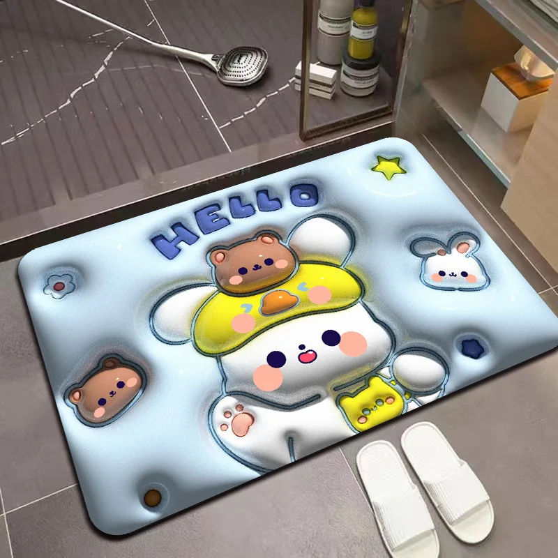 3D printing cartoon expanded diatom mud mat absorbent non-slip Bathroom mats Toilet Kitchen Entrance carpet Bedroom bedside rug