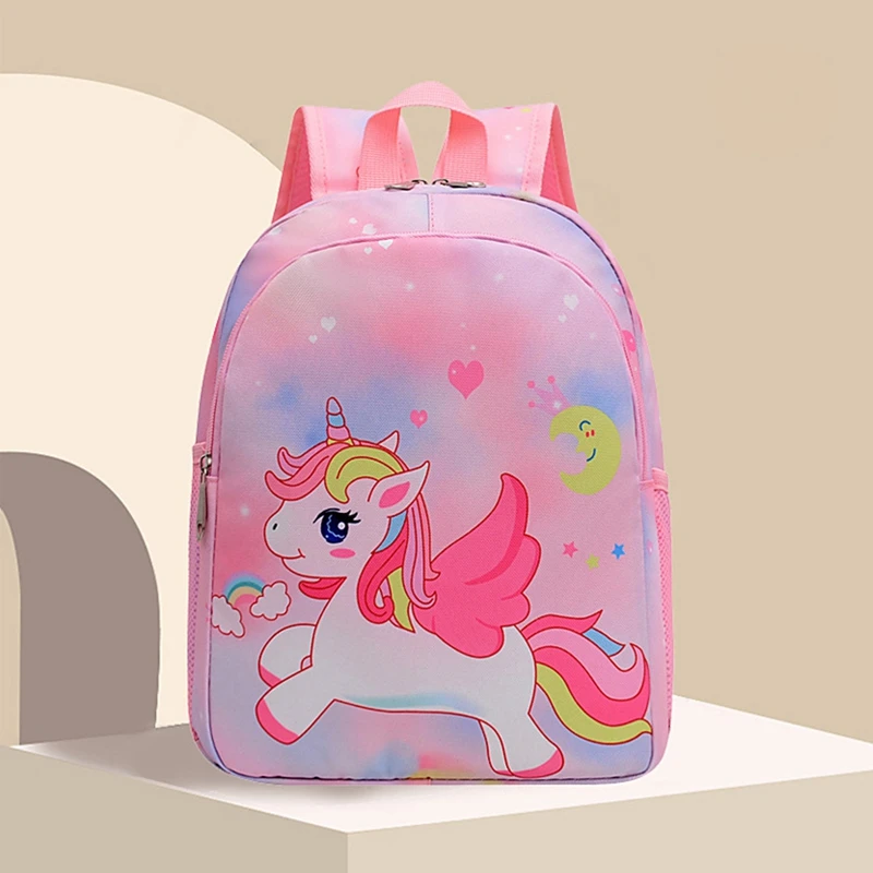 Mochila cor gradiente para crianças pequenas e meninas, desenho animado animal sereia padrão, jardim de infância escola primária mochilas