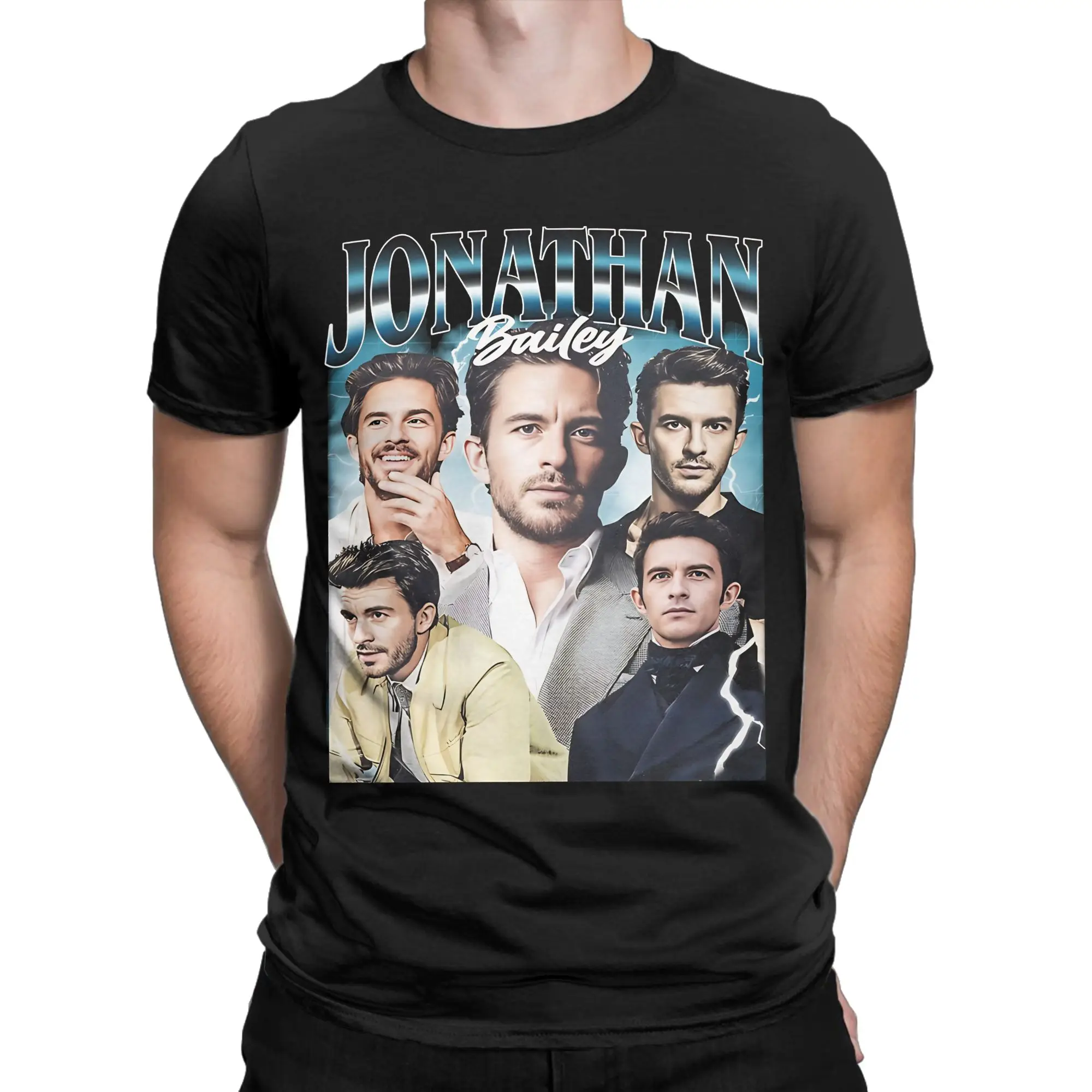 Vintage Jonathan Bailey Pop Actor T-Shirt for Men Women  Novelty 100% Cotton Tee Shirt Short Sleeve T Shirt Graphic Printed Tops