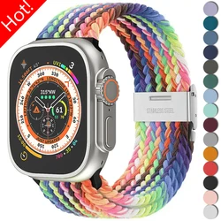 Nylon Loop Strap for Apple Watch Band Ultra 2 49mm 45mm 44mm 40mm 42mm 41mm Braided Bracelet for IWatch Series 9 8 7 6 SE 5 4 3