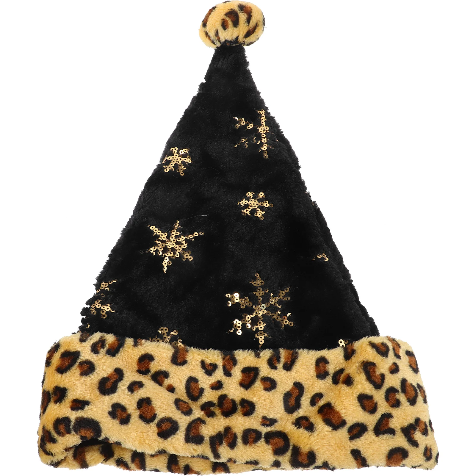 Leopard Print Christmas Hat Classic Party Supplies Costume Halloween Santa Clause Xmas Plush Man