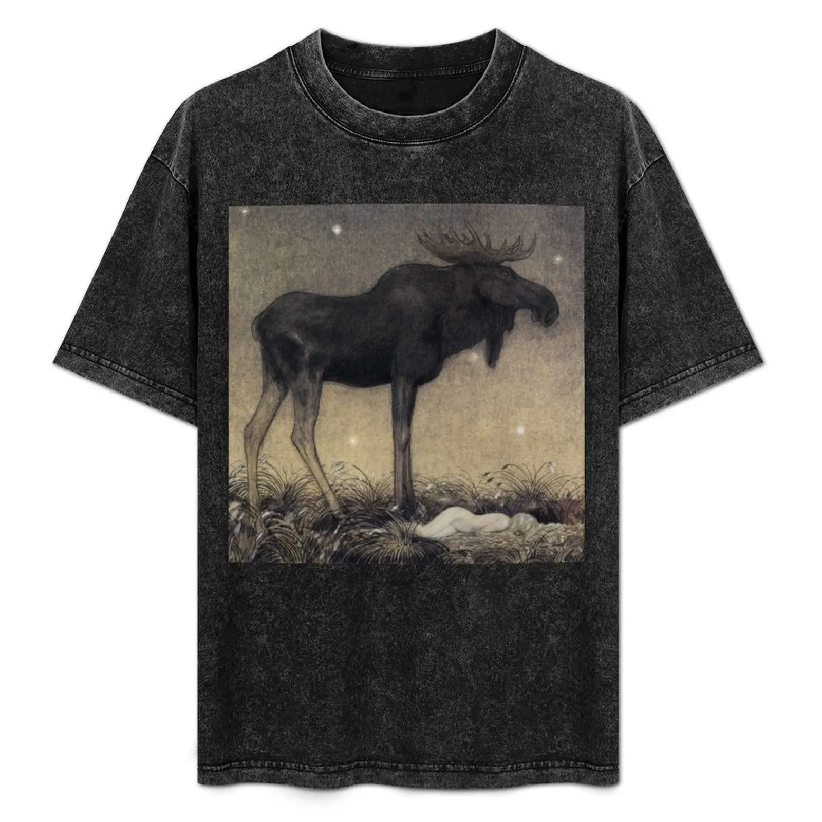 

Leap The Elk And Princess Tuvstarr by John Bauer T-Shirt Sporty Breathable Short Sleeve T-Shirt