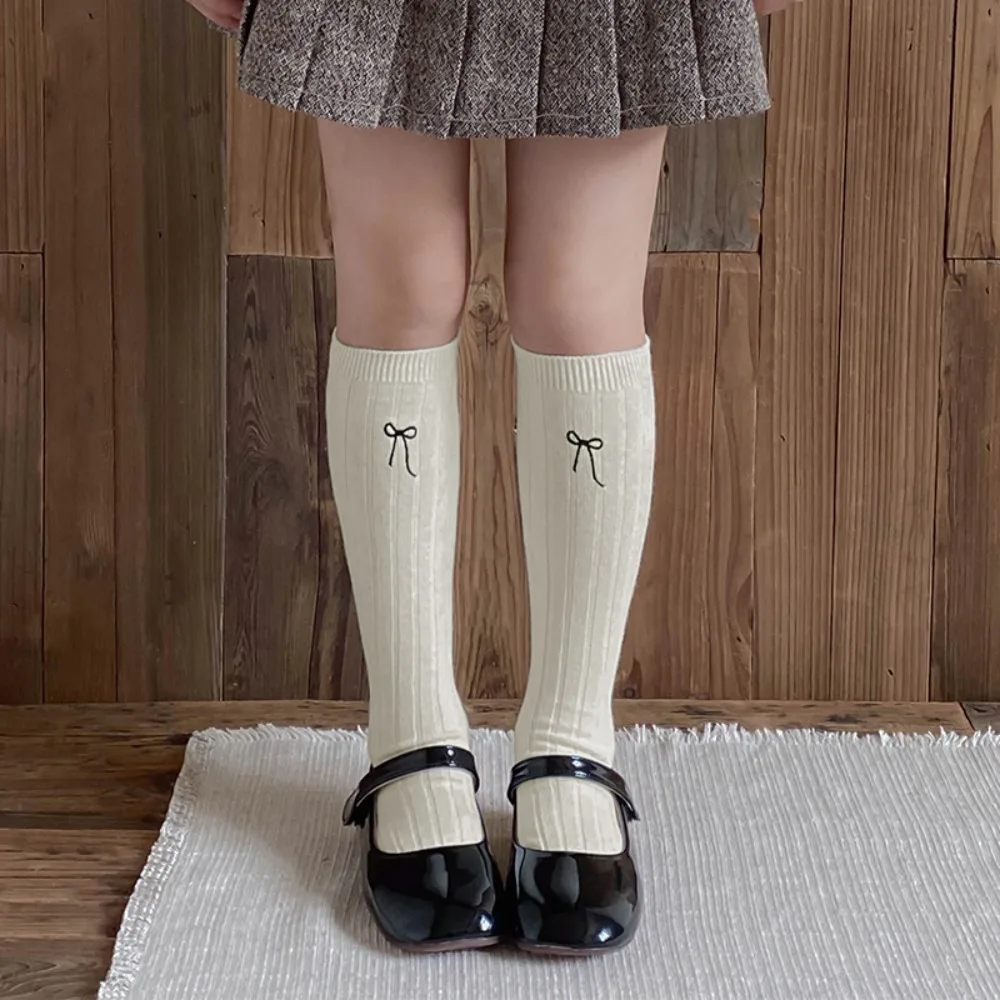 

NEW Cotton Children's Mid-calf Socks Soft Embroidered Bow Children Bowknot Socks Girl Leg Cover