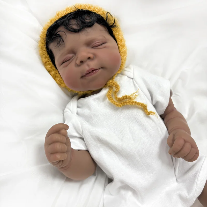 48cm Dark Skin Full Vinyl Body Reborn Doll Pascale 3D Skin Painted Visible Veins
