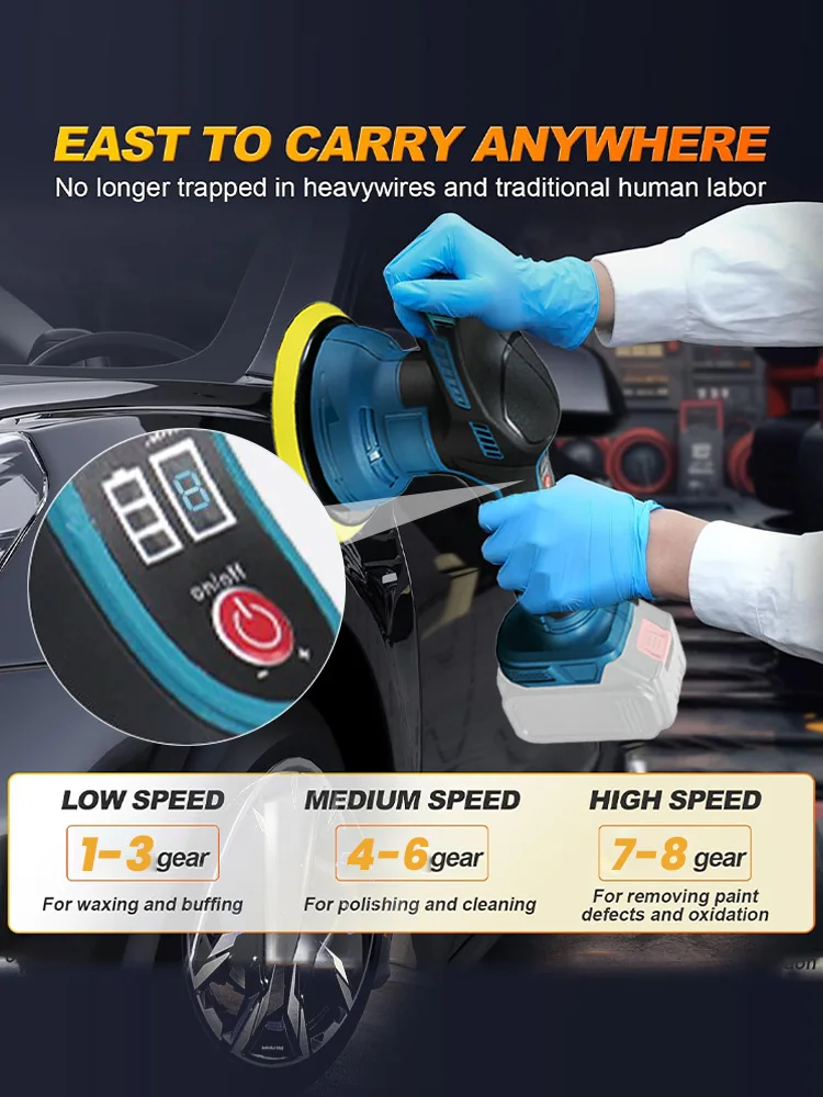 5500RPM Cordless Car Polisher Set Portable Wireless Car Glazing Polishing Machine Makita 21V Electric Rotary Tool