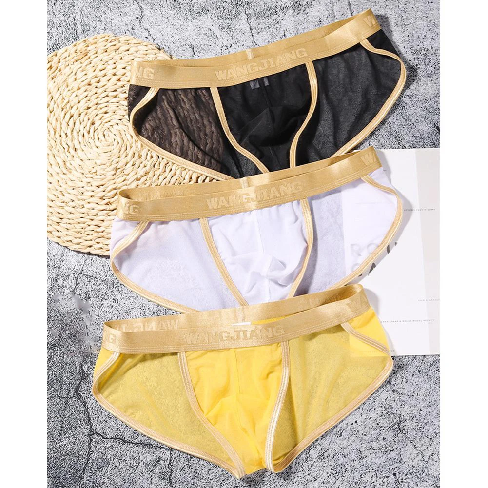 

2025 Men Sexy Low Waist Breathable Seamless Underpants Men Underwear Comfort Lingerie Mesh Thin Briefs Men's Triangular Panties