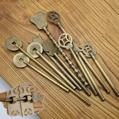 Pestillo de bloqueo, perno de bloqueo recto, herrajes para muebles chinos, Pin de cierre de latón, pestillo de caja de maletero para puerta de gabinete, 1 ud.