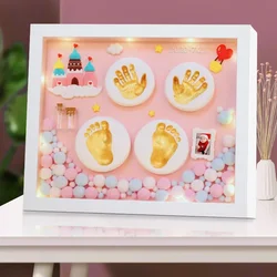 Kit de huellas con estampado de manos para bebé, recuerdo de huellas y barro para bebé, molde para manos y pies, regalo de cien días