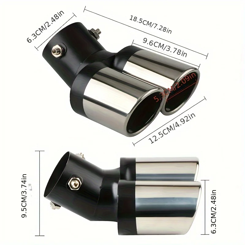 Automotive dual exhaust pipe head chrome stainless steel automotive exhaust muffler head rear tailpipe automotive accessories - Image 3